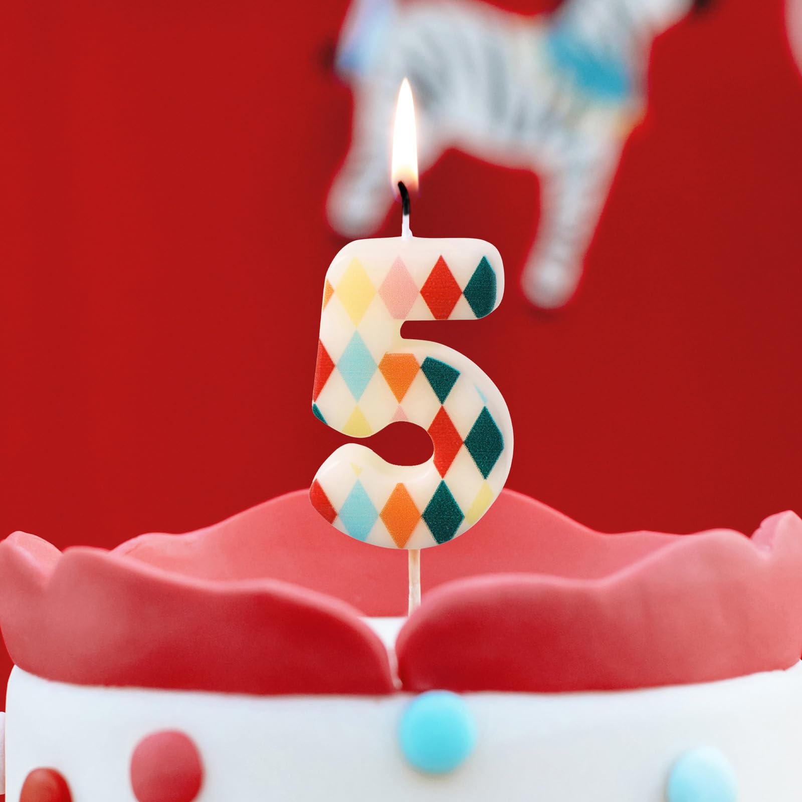 Elegant Number 5 Birthday Candle for Circus-Themed Party Celebrations Rhombus