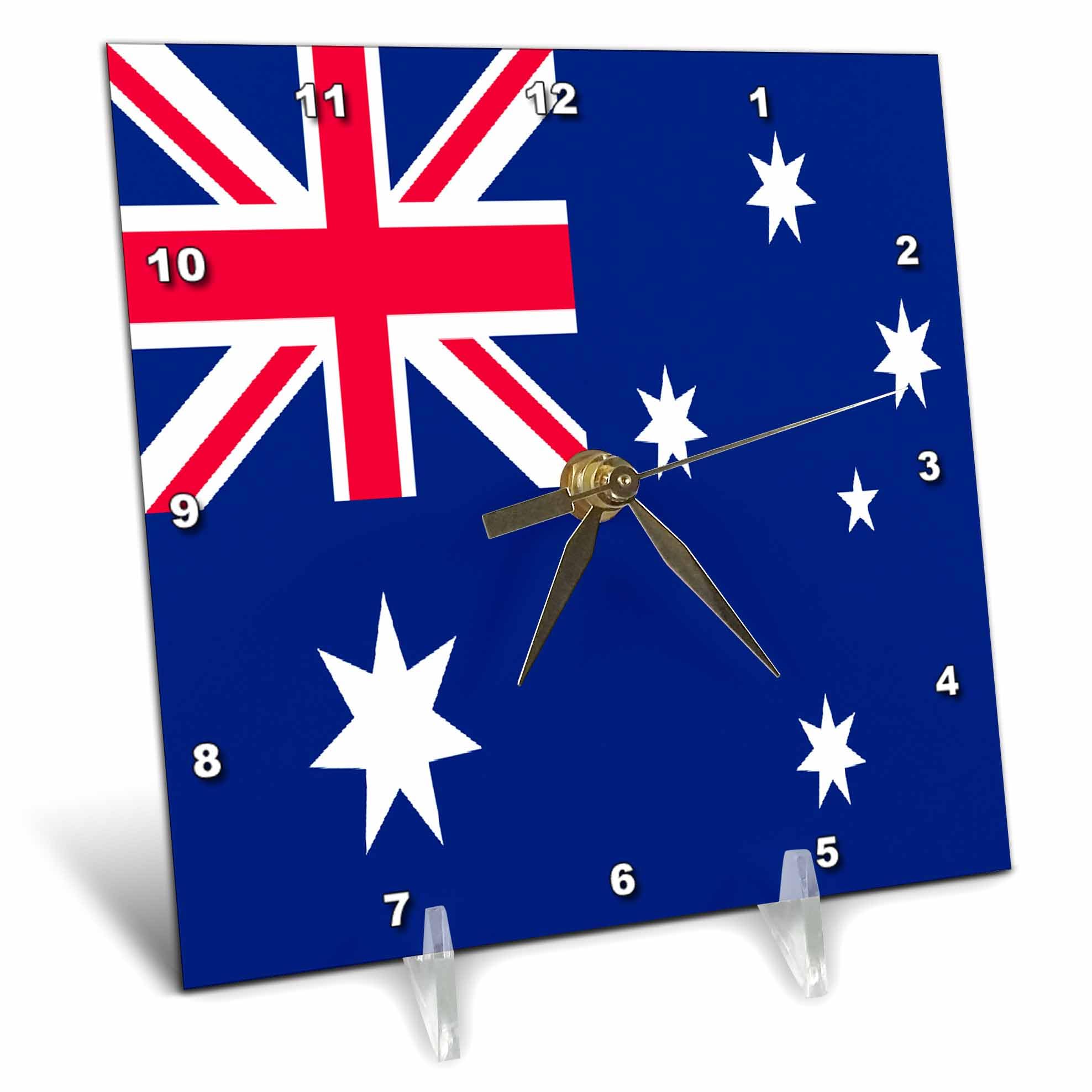 3dRose LLC Australian Flag Desk Clock, 6 by 6-Inch