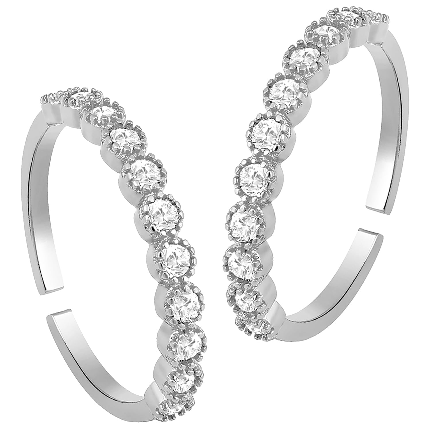 Rani Pink Green Cubic Zirconia Studded Fancy Toe Ring Adjustable Gold Plated Stylish Bichiya Fashion Jewellery