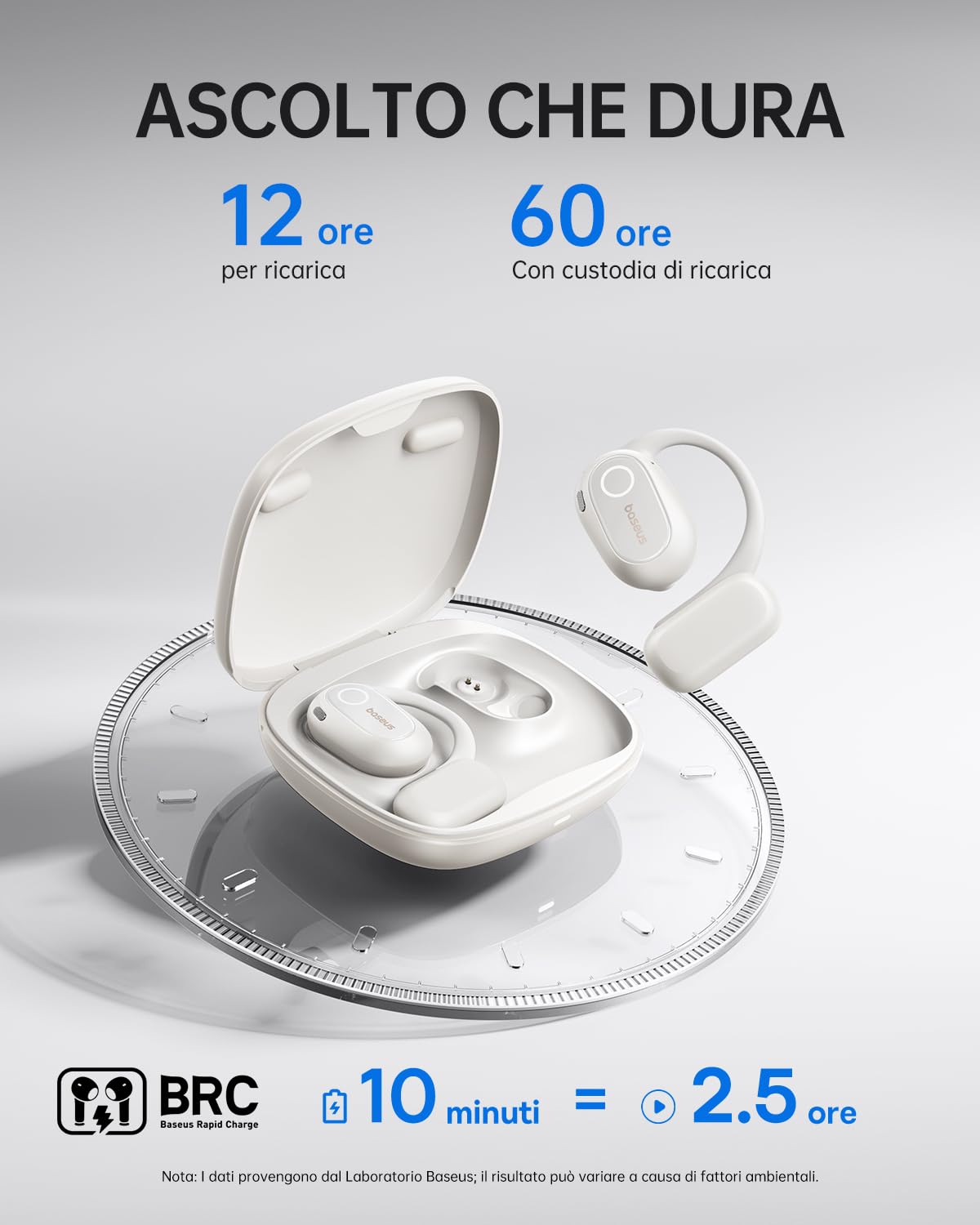 Baseus Bowie MF1 - Cuffie auricolari aperti, Bluetooth, acustica direzionale, bassi potenti, ultra leggere, IPX4, impermeabili, microfono ENC, cuffie senza fili, Bluetooth 5.4, per corsa, allenamento