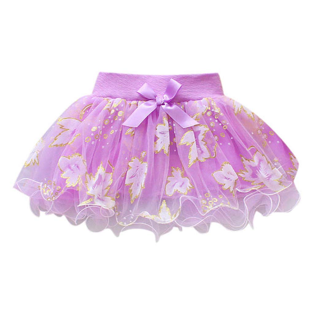 Bosue Tutu Skirts for 0-24 Months Baby Girls Kids Fashion Fancy Rainbow Sequin Elastic Ballet Princess Pleated Fluffy Tulle Skirt Dance Dress-up Party Evening Toddler Ball Gown Purple 12 Months