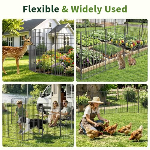 No Dig Garden Fence Animal Barrier with Gate, 40 in (H) x 23.6 ft (L), 10 Panels by RYDIZA - Used condition - Image 6