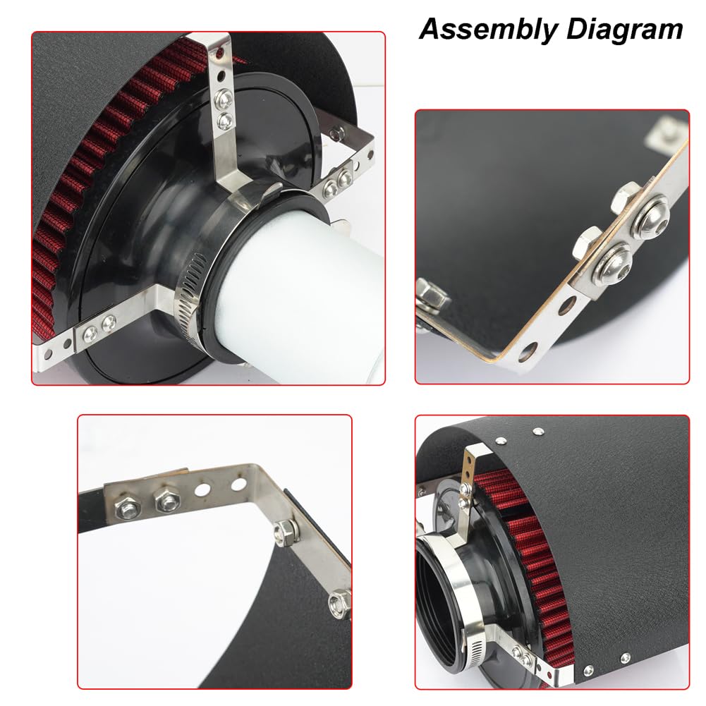 Copertura universale per filtro aria auto, scudo termico in acciaio inox, per filtri conici o cilindrici da 2,5-4'' (Big)