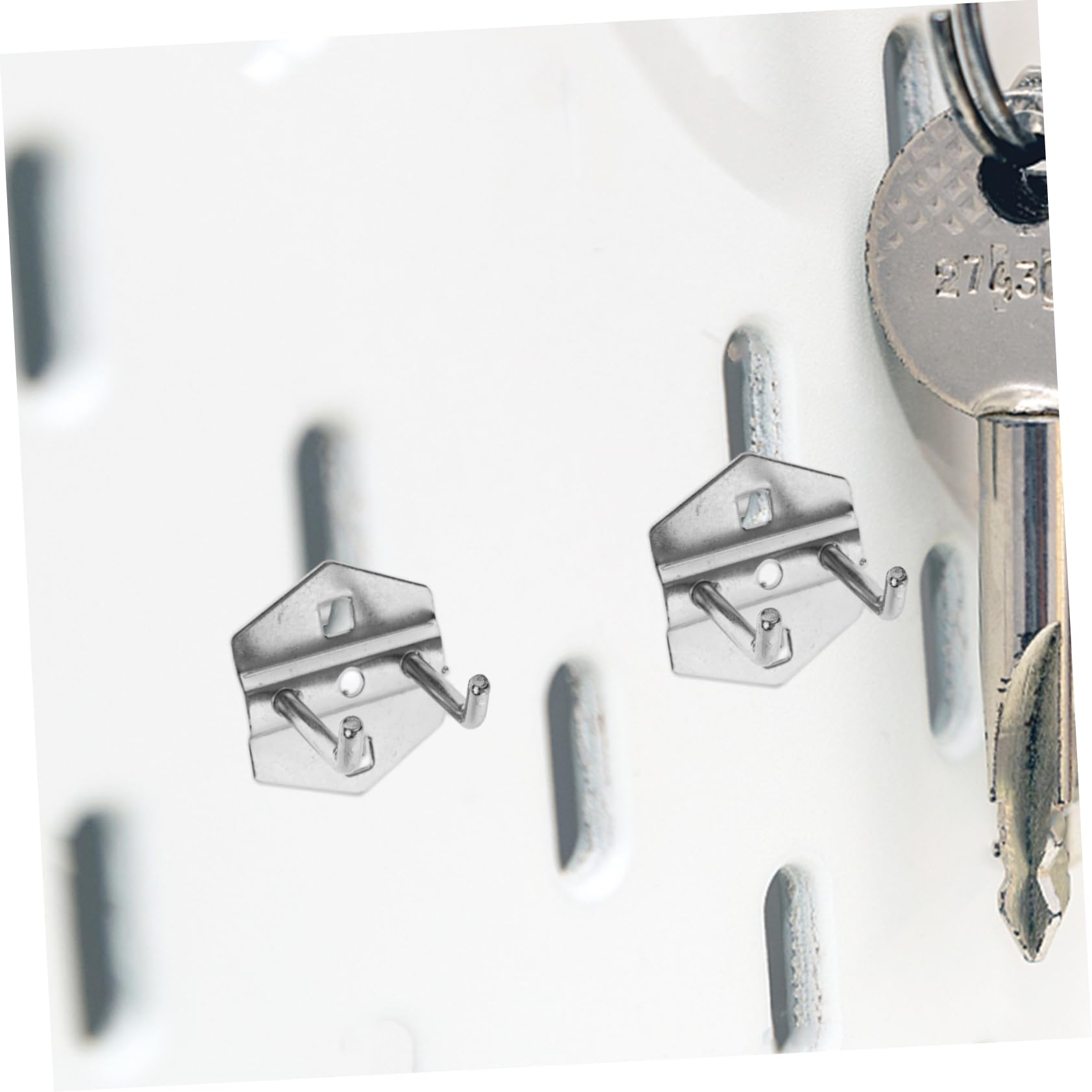 Ganci Doppi per Pannello Forato 6 Pezzi in Ferro per Garage | Argento, Portata 30kg, Installazione Semplice, per Chiavi e Gioielli, Accessori per Casa