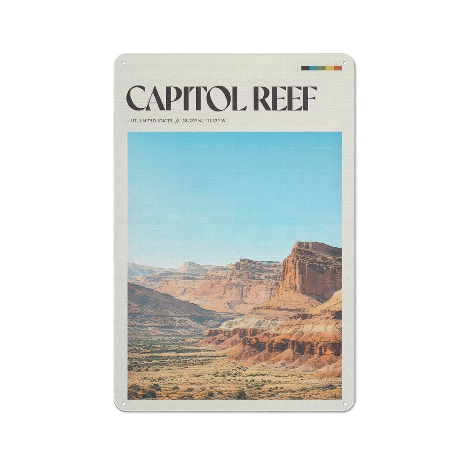 Junmoney Style-5 Capitol Reef National Park Landscape Printed Metal Sign 30X20cm For Lounge Or Reading Corner, A Winter Wall Decor Update For Reading Corner Decorators