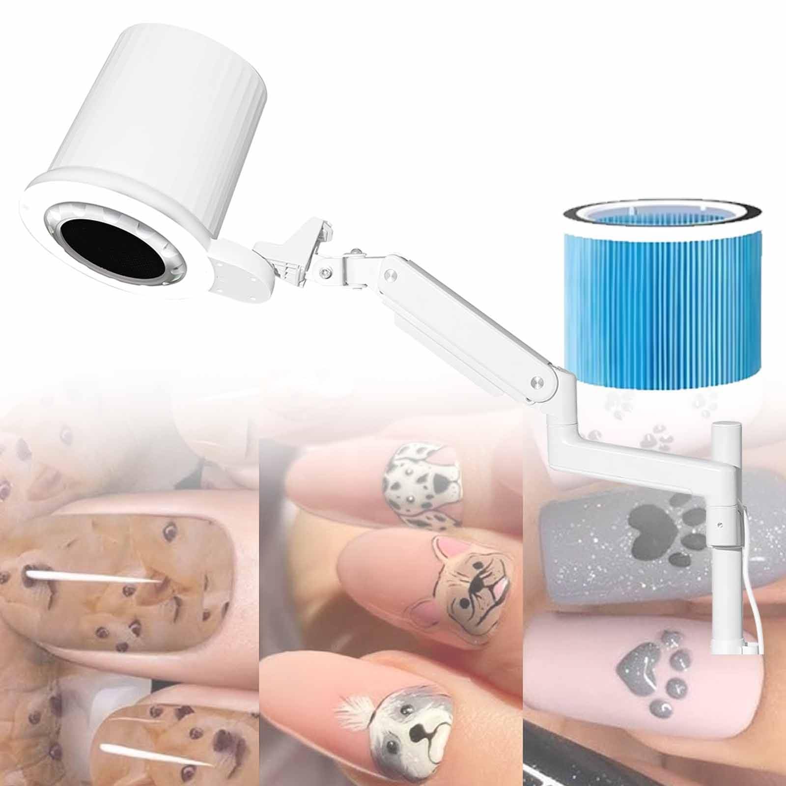 vnmudzeo Desktop Nail Vacuum Cleaner 80 W Electric,4500 RPM Low Noise Nail Fan Dust Extractor Machine Adjusted Speed,with Adjustable LED Light and Universal Table Mount,B