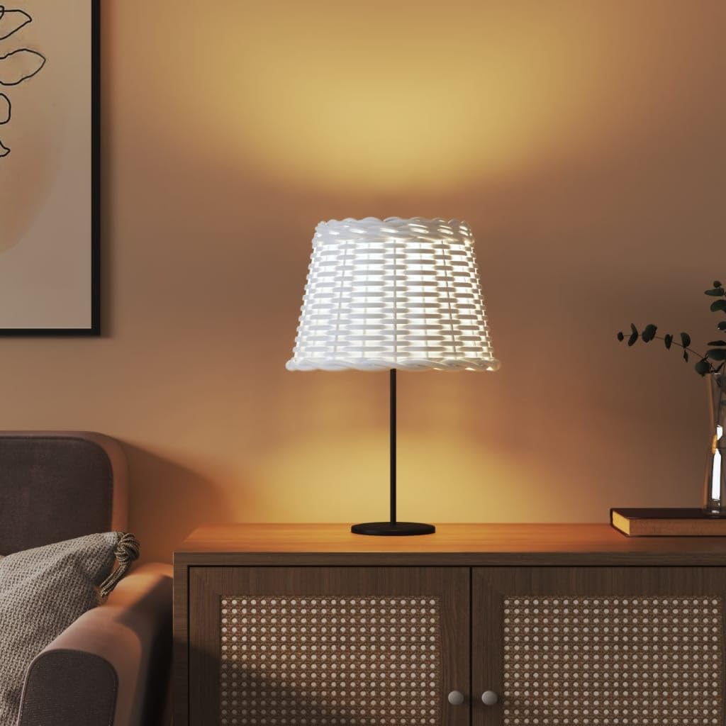 Abażur Ø 30 x 20 cm biały wiklina lampa sufitowa lampa stołowa