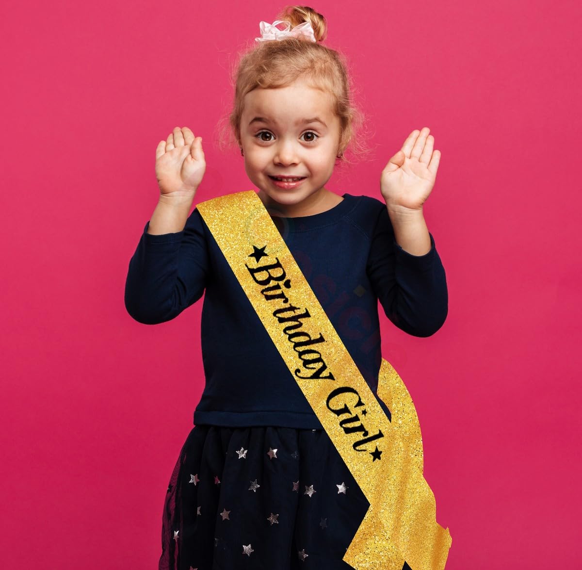 Propsicle Happy Birthday Silk Sash Pack of 1 Golden Glitter Girl Sash Princess Theme Party Decoration Item for Women 16th Year Item - Image 3 thumbnail
