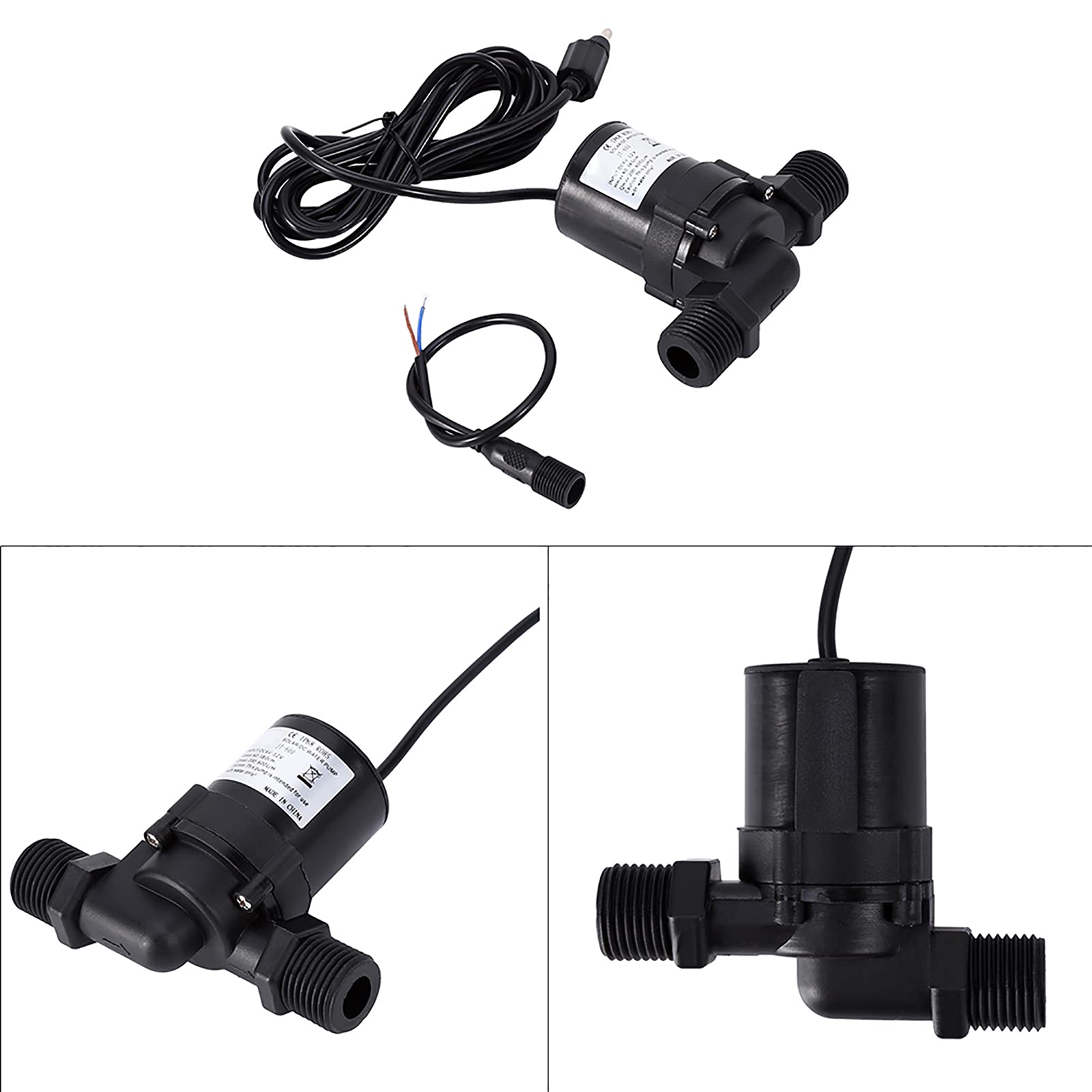 Syrisora ​​DC 12V Pompa di Circolazione dell'Acqua Solare Pompa dell'Acqua del Motore Senza Spazzole 600L / H Spina Impermeabile IP68