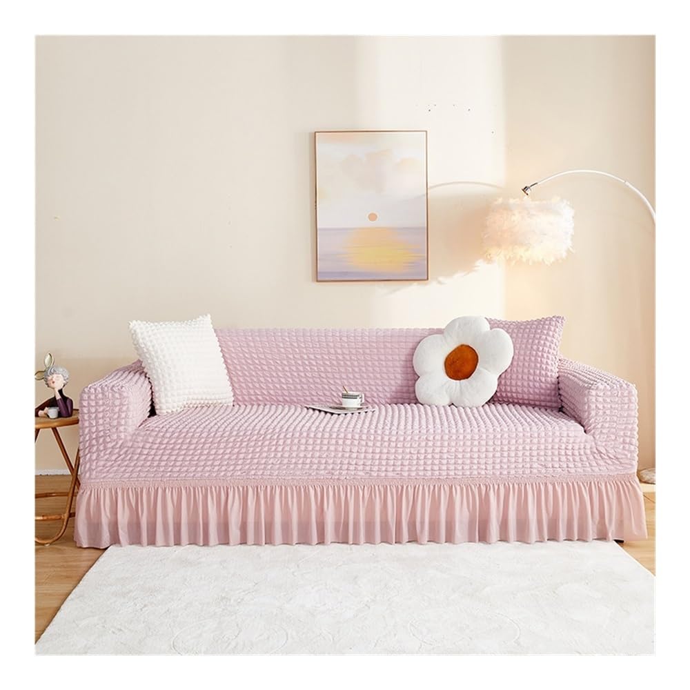 xinrishe Seersucker Sofa Slipcover With Elastic Bottom And Ruffle Skirt, Washable Couch Covers High Stretch Furniture Slipcovers For Chair Loveseat Sectional Sofa(02,2 seaters(145-185cm))