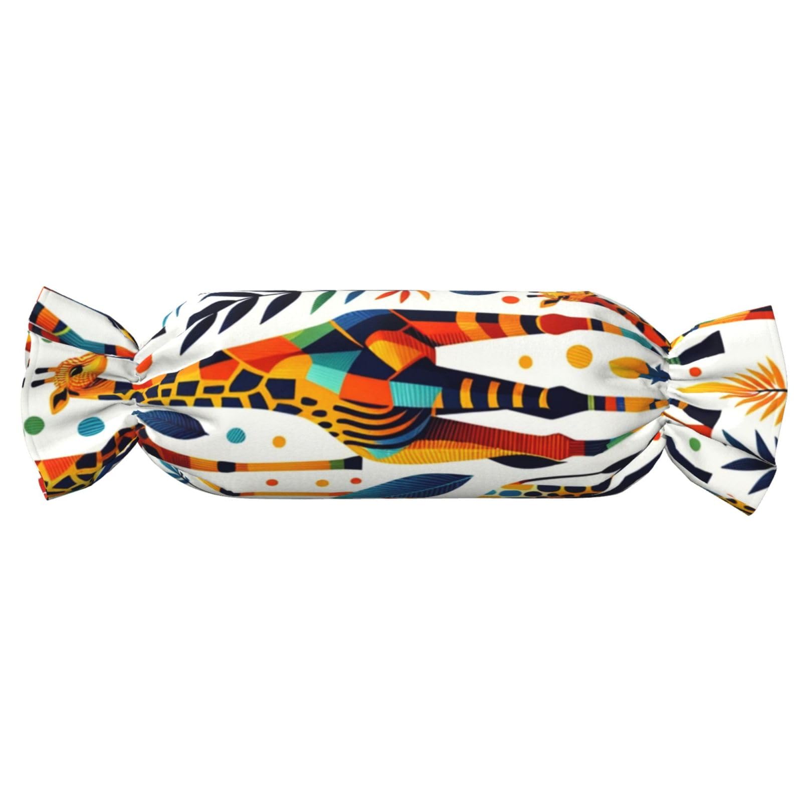 Augenstern Candy-Shaped Pillow with Insert Colorful-Giraffe-Geometric Candy Tube Cushion with Filling