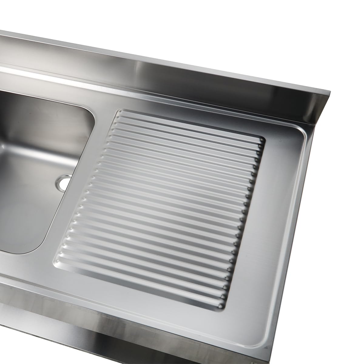 GastroHero Lavello da 100 x 60 cm, in acciaio inox, con lavello sinistro, in acciaio inox con base