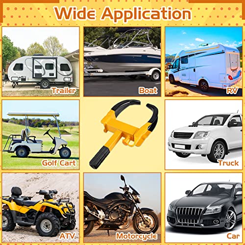 Riakrum 2 Pieces Wheel Clamp Lock Anti Theft Trailer Hitch Lock with 6 Keys Wheel Heavy Duty Security for Trailers Car SUV Boat Motorcycle - Thumbnail 7