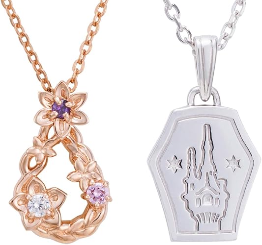 Amazon ホワイトクローバー 塔の上のラプンツェル ペア ネックレス ディズニー プリンセス シルバー925 キュービックジルコニア ティアドロップ ランタン 花 ピンクゴールド Di802pg Di804rd ネックレス 通販