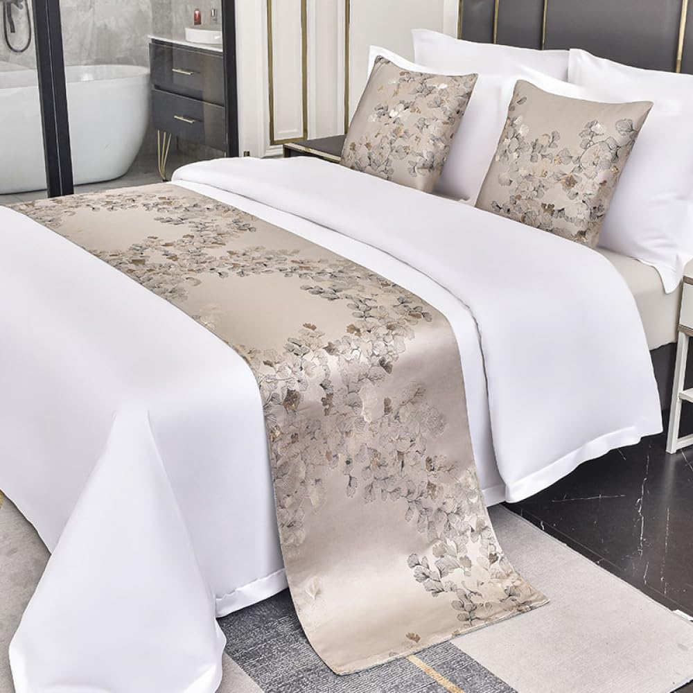 Hstangky White Bed Runner Luxury Bed Scarf Fashion Bedding Protector Cover Modern Solid Color Bedspread Decoration Bed End Towel For Hotel,Guestroom,Bedroom,Wedding Room-||Full/Double 19.7 X 82.6