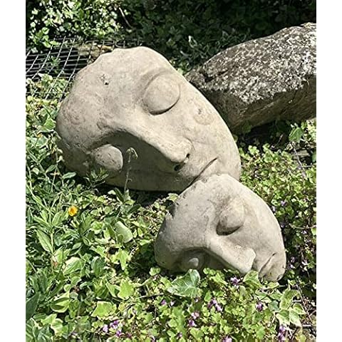 STONE GARDEN BEAUTIFUL PAIR OF HALF FACE MODERN ART STATUE CONCRETE ORNAMENT Cover