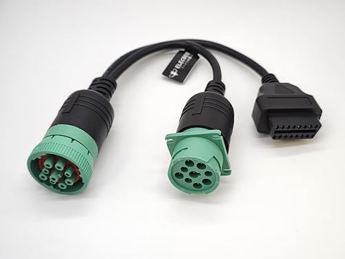 Miniatura 6 de J1939 9 Pin macho y hembra a OBD2 16 Pin hembra interfaz camión Y-Cable adaptador 3.3 ft