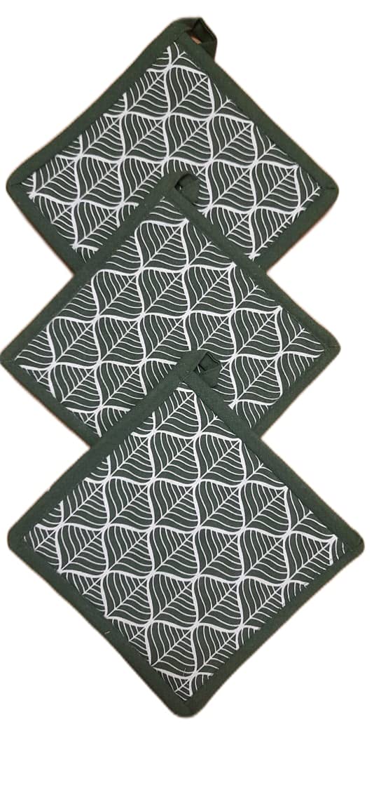 NISSI 100% Cotton Pot Holders, 8x8 inches, Checkered Pattern, 300 GSM, Pack of 3, Gentle Washable(Orange)