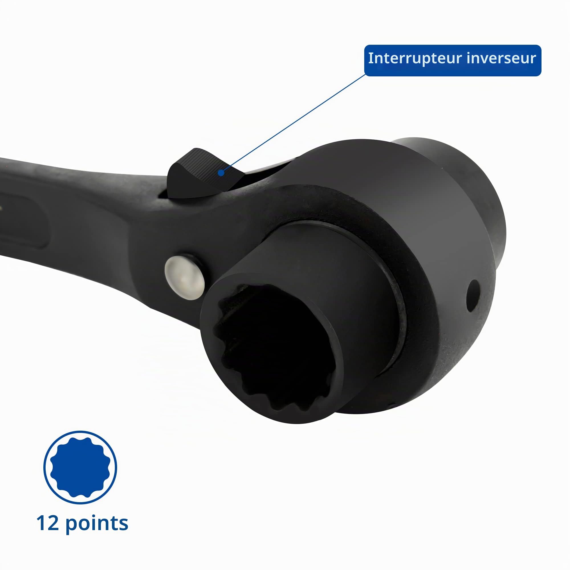 DAKCOS Clé d'échafaudage 2 pièces 19/22 mm Cliquet d'échafaudage réversible droite/gauche Cliquet d'échafaudage en CR-V