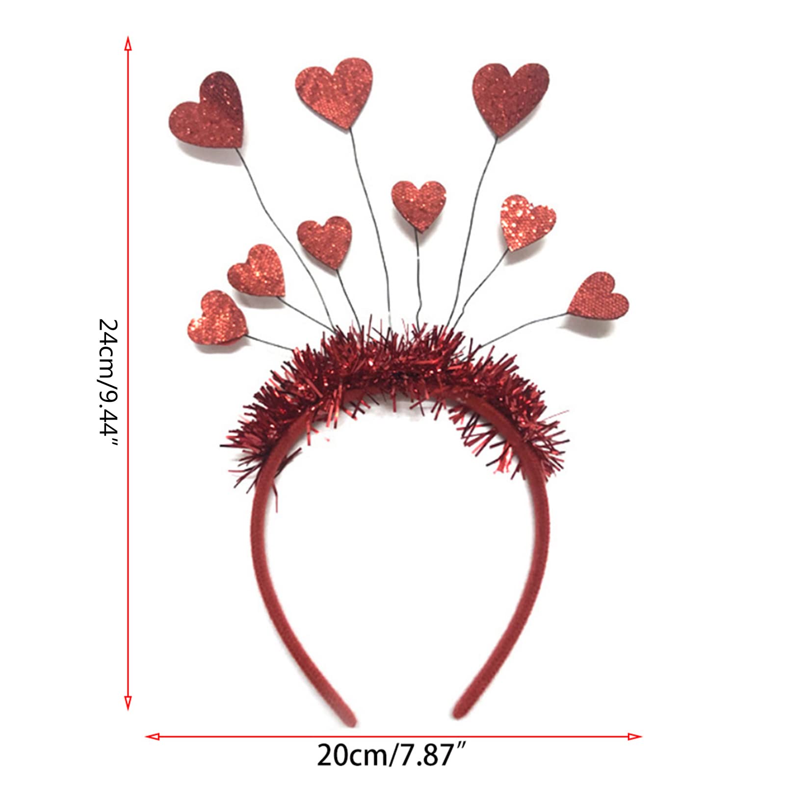 Cerchietto per capelli con cuore glitterato per San Valentino