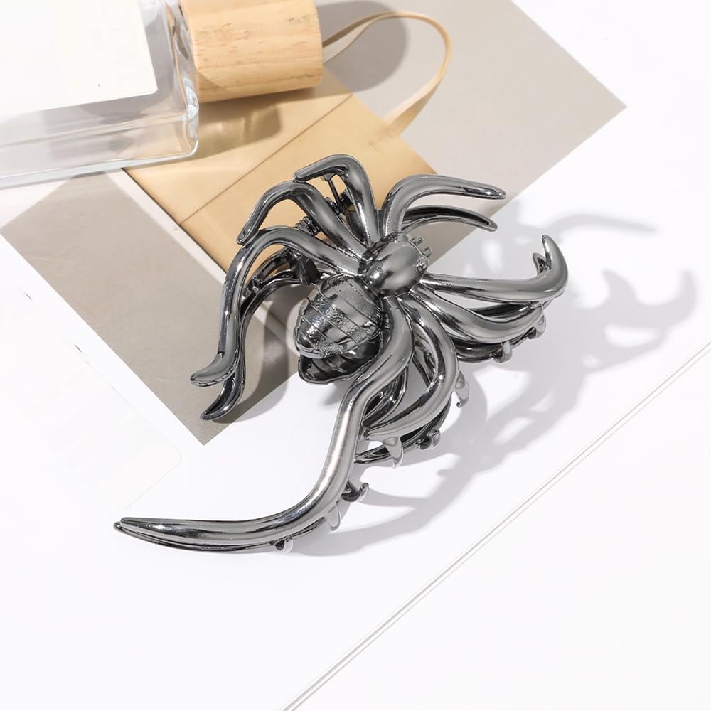 AIUPUOC Pinzas para el pelo grandes góticas negras para mujer, pasadores de araña de acrílico antideslizantes y accesorios para el cabello para peinado, decoraciones y Halloween
