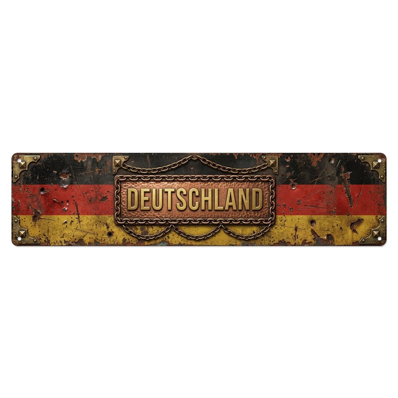 Germany Flag Hanging Treasure Metal Tin Skinny Sign Plaque Wall Decor for Cafe, Club Bar, Office, Home Garden Metal Poster 4x16Inch