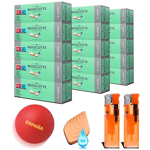 Pack 3000 Tubos MASCOTTE X-Long 15 Cajas x 200 Tubos – De Regalo 2 Mecheros Electrónicos + 1 Piedra Humidificadora + 1 Caja Metálica - Tubos Extralargos para Cigarrillo - Tubos para Máquina de Entubar