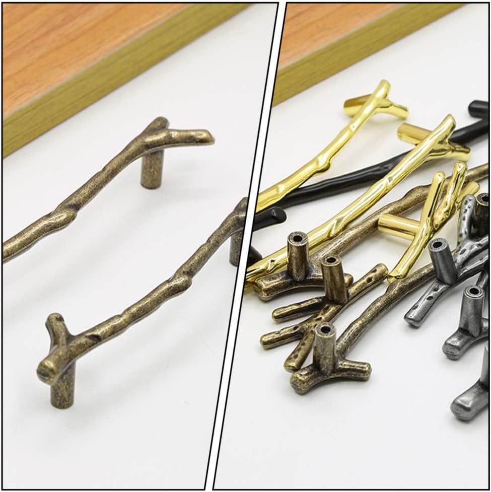 Cabilock 4pcs Branch Shaped Handles Decorative Cabinet Knobs Zinc Pull Handles Farmhouse Kitchen Bedroom Bathroom Furniture