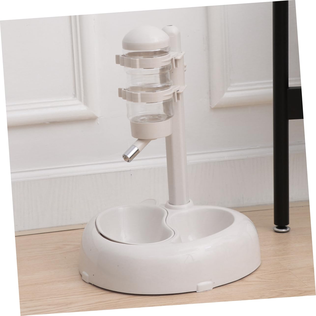INOOMP Distributore Automatico Bianco per Gatti e Cani in Plastica Design Rotante e Vaschetta Antigoccia, Distributore D'acqua Sospeso per Animali Domestici