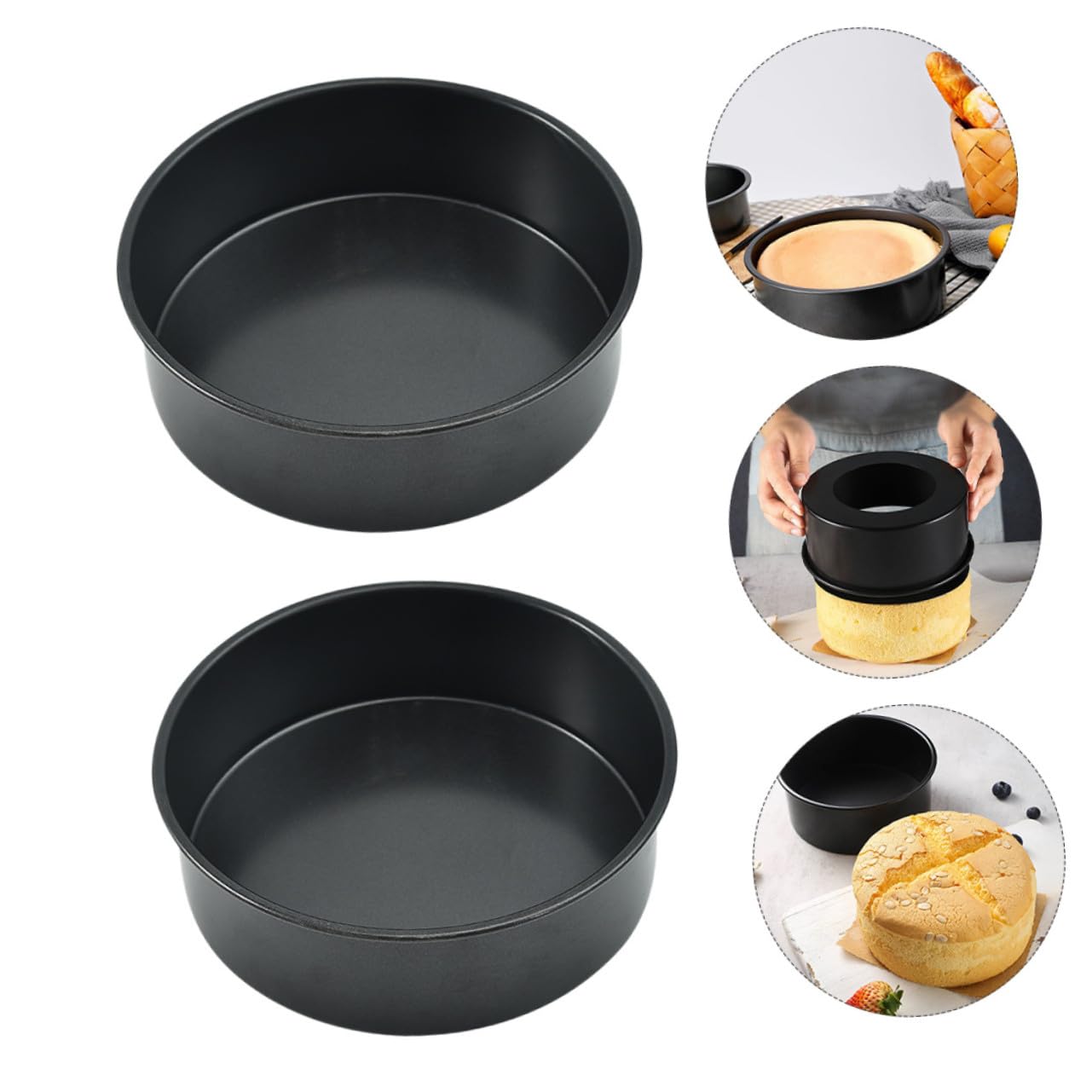 Artibetter 3 Stück Teiliges Backform mit Abnehmbarem Boden Kohlenstoffstahl Kuchenform mit Antihaftbeschichtung Wiederverwendbare Tarteform für Käsekuchen Mousse Gebäck Einfache Reinigung