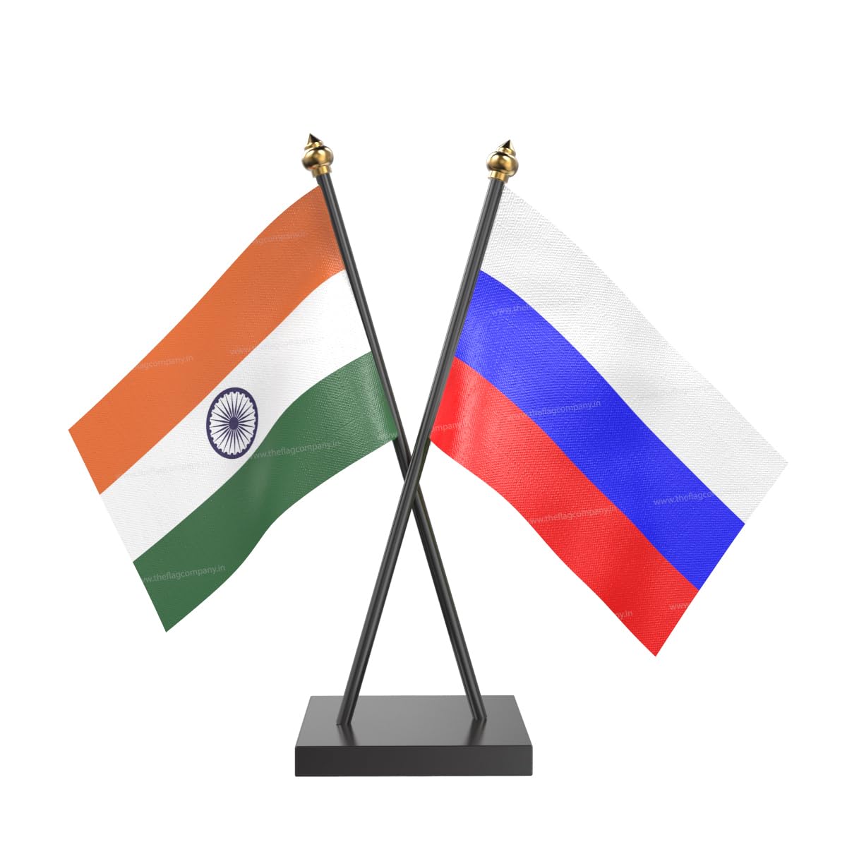 The Flag Company Country Cross Table Desk Flags on Acrylic Base with Poles (Length: 10 inches) | Use for Home & Office,Conference (Russia)