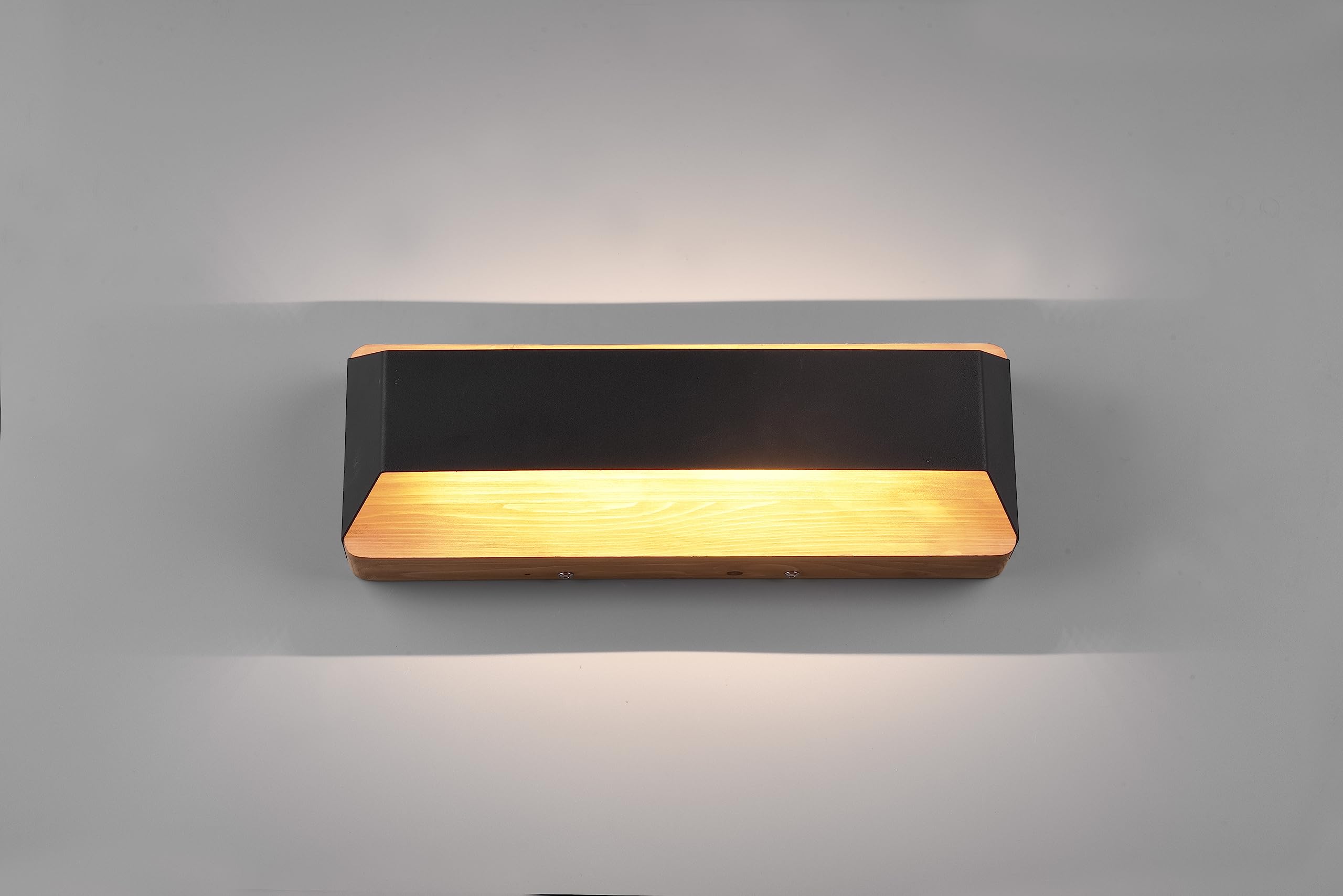 Trio Leuchten LED Wandleuchte Arino 224819132, Metall Schwarz matt, Holz, inkl. 13.5 Watt LED, Switch Dimmer