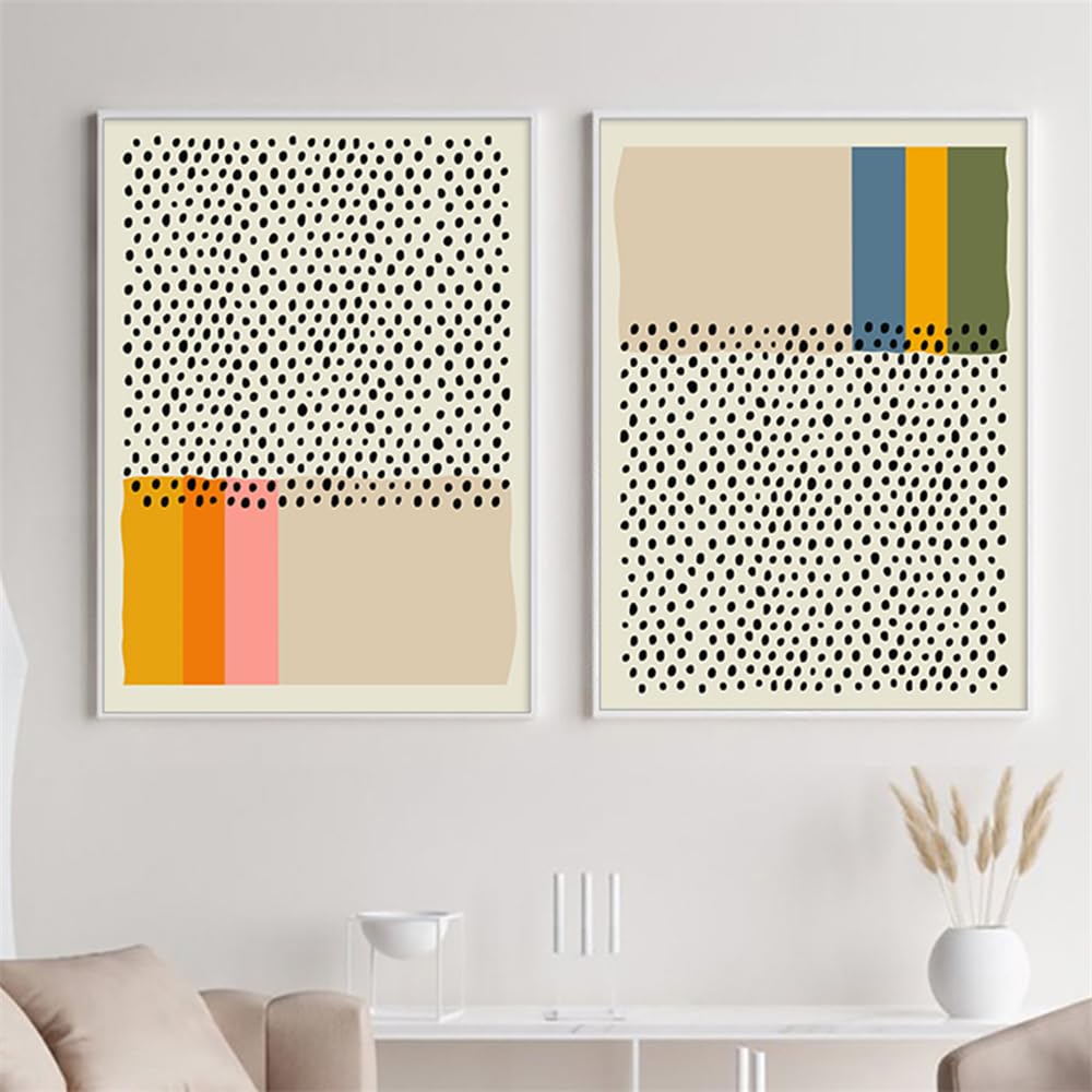 WBYZAC Set of 2-Modern Abstract Geometric Canvas Paintings Poster Wall Art Minimalist Nordic Picture Prints for Living Room Home Office Decor Interior-40 * 50cm (No Frame)