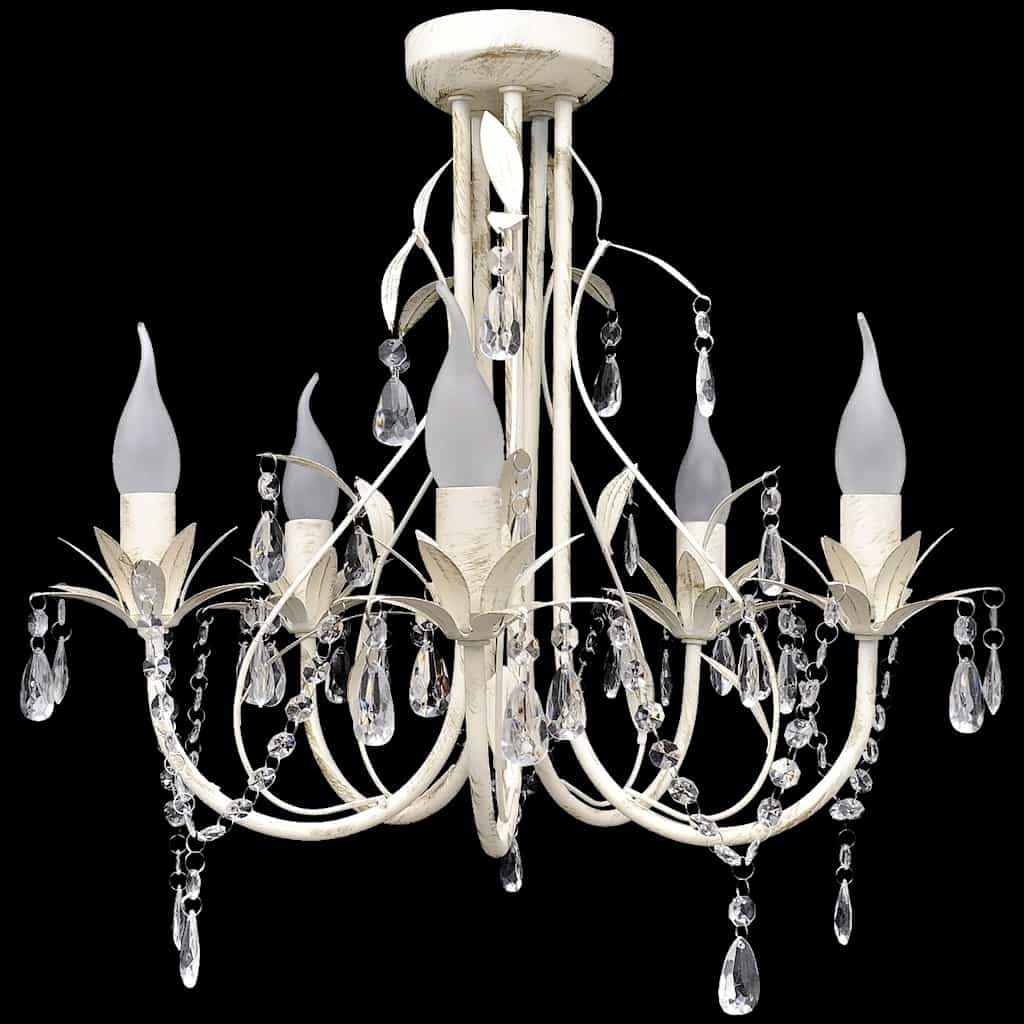 vidaXL Kristallen kroonluchter met wit elegant design (5 lampen)