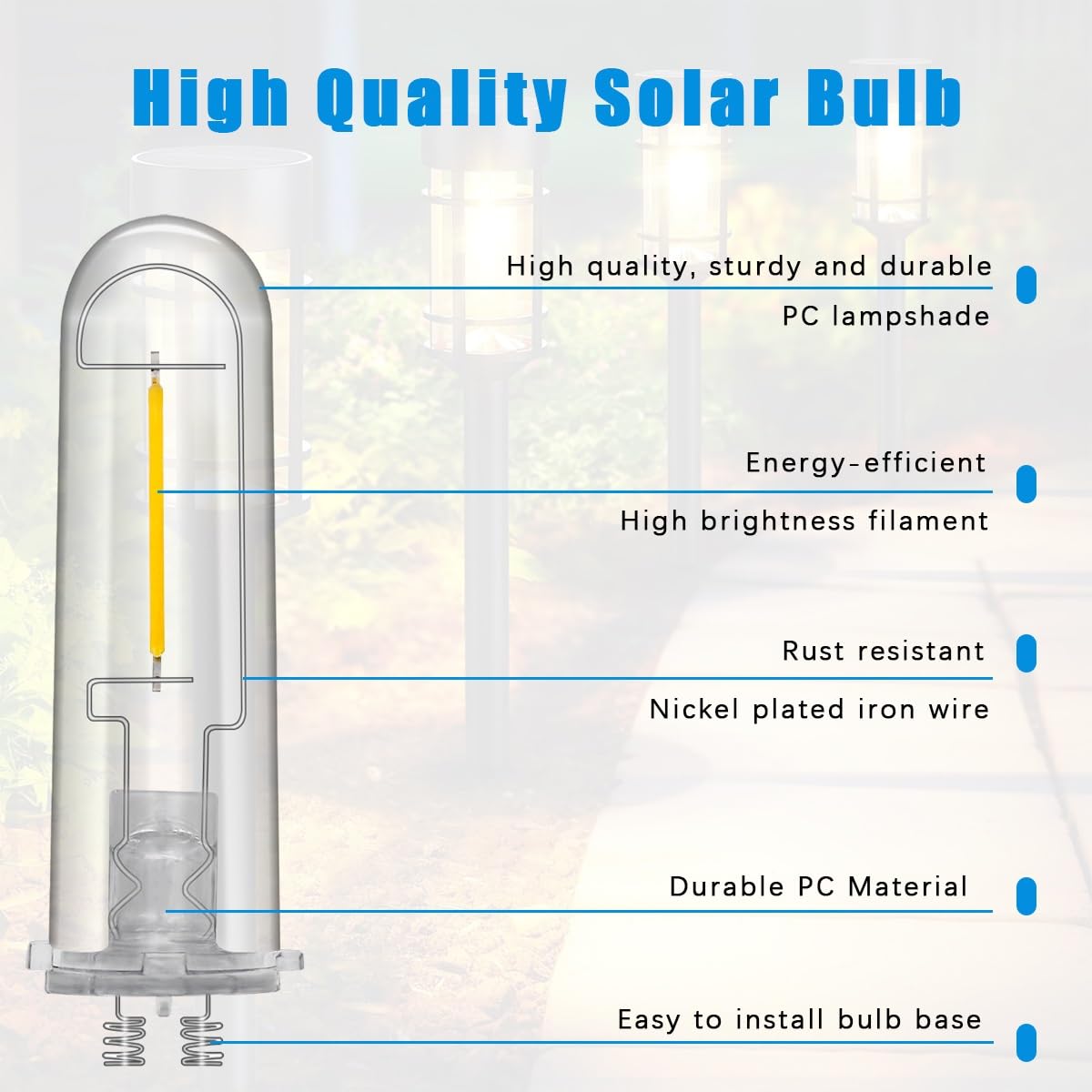 Żarówki solarne LED do oświetlenia zewnętrznego, 3 V jasne żarówki solarne do oświetlenia ogrodowego, wodoodporne do ścieżek ogrodowych, trawników, patio, chodników, ciepła biel(3 Pack)