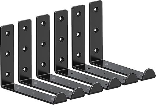 Soporte de estante flotante, soporte de estante resistente de 7.25 pulgadas, paquete de 4 soportes negros para estantes, soporte montado en la pared