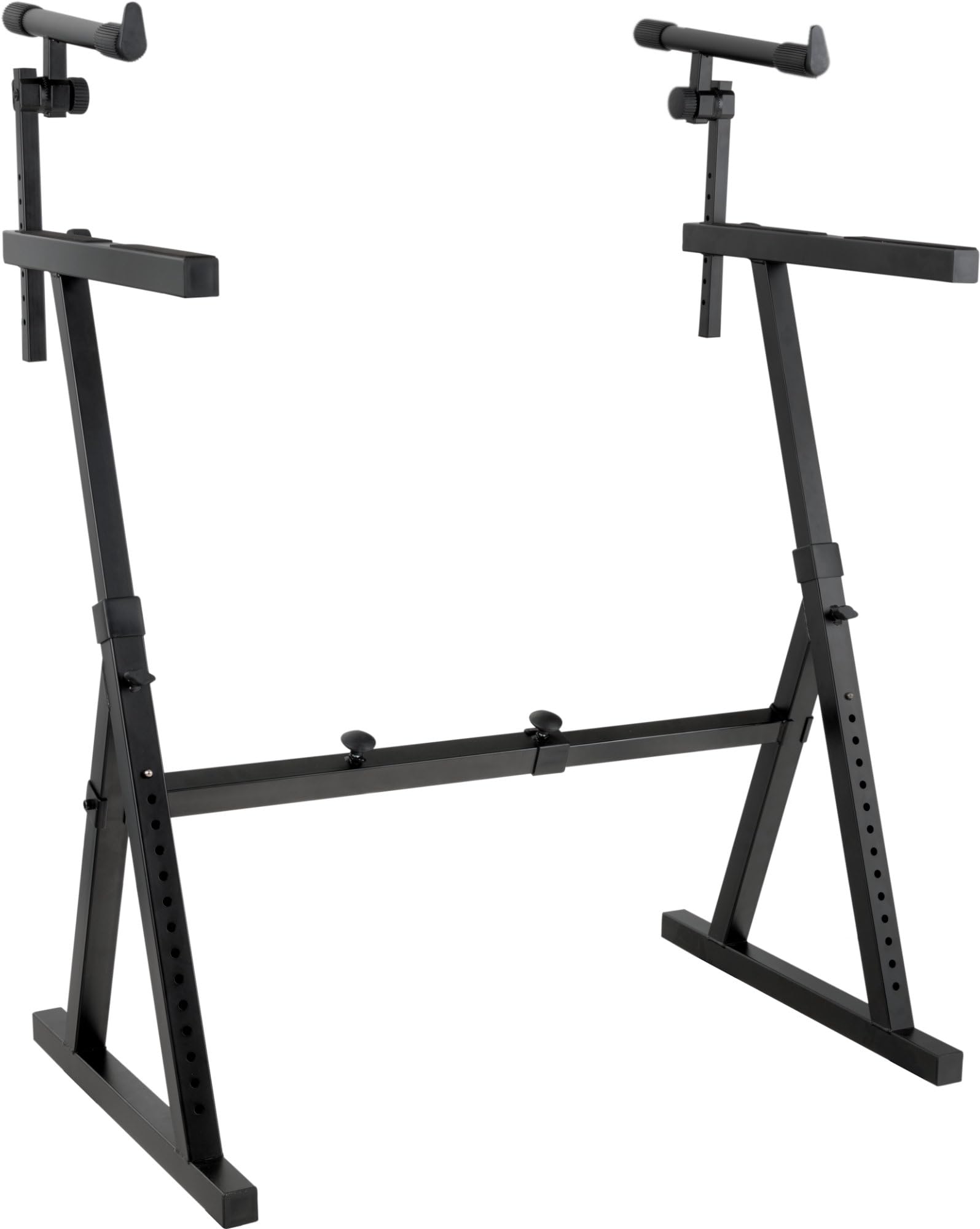 Classic Cantabile KSD-400Pro MK II Keyboardständer Plus Set - Verstellbarer Keyboardständer mit 2 Ebenen - Belastbar bis 100 kg (30 kg oben / 70 kg unten) - Breite und Höhen verstellbar - Schwarz