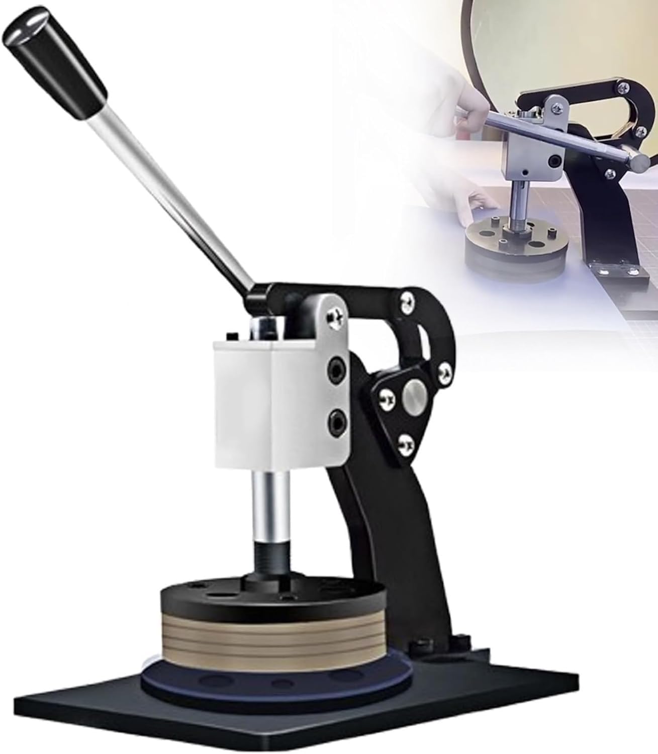 Coltello per campionamento per tessuti tessili, taglierina rotonda a pressione manuale per misurazione GSM, macchina campionatrice circolare per campioni di tappeti e tessuti, area di taglio 100 cm²