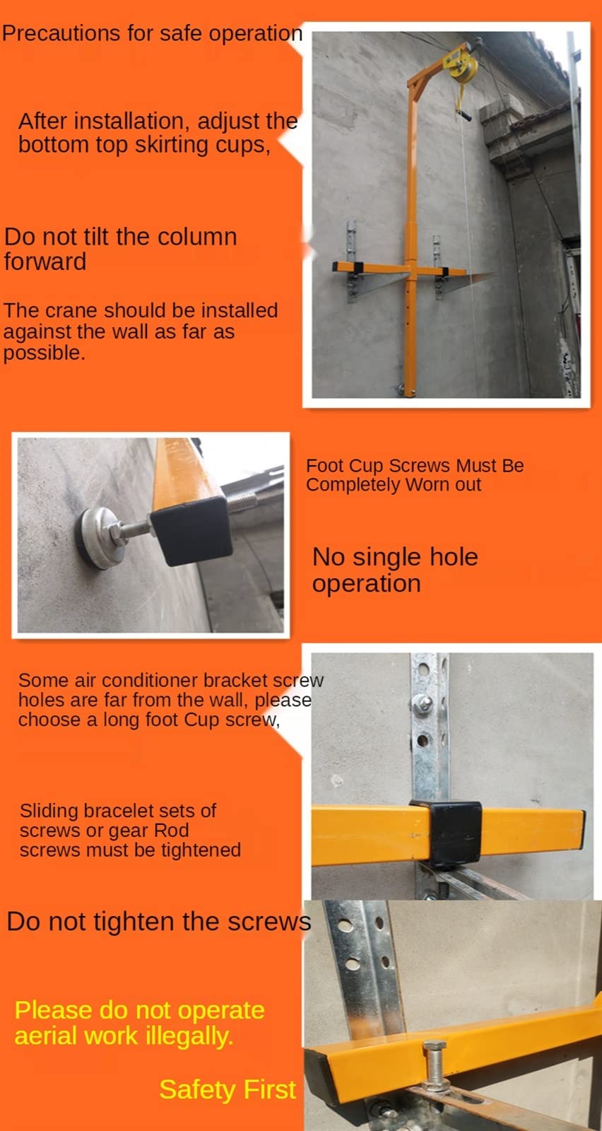 Outil de Levage pour Grue, treuil Manuel autobloquant pour Installation de climatisation + Support Amovible, 10/15/20 m (Corde de 10 mètres) (Corde de 10 mètres)