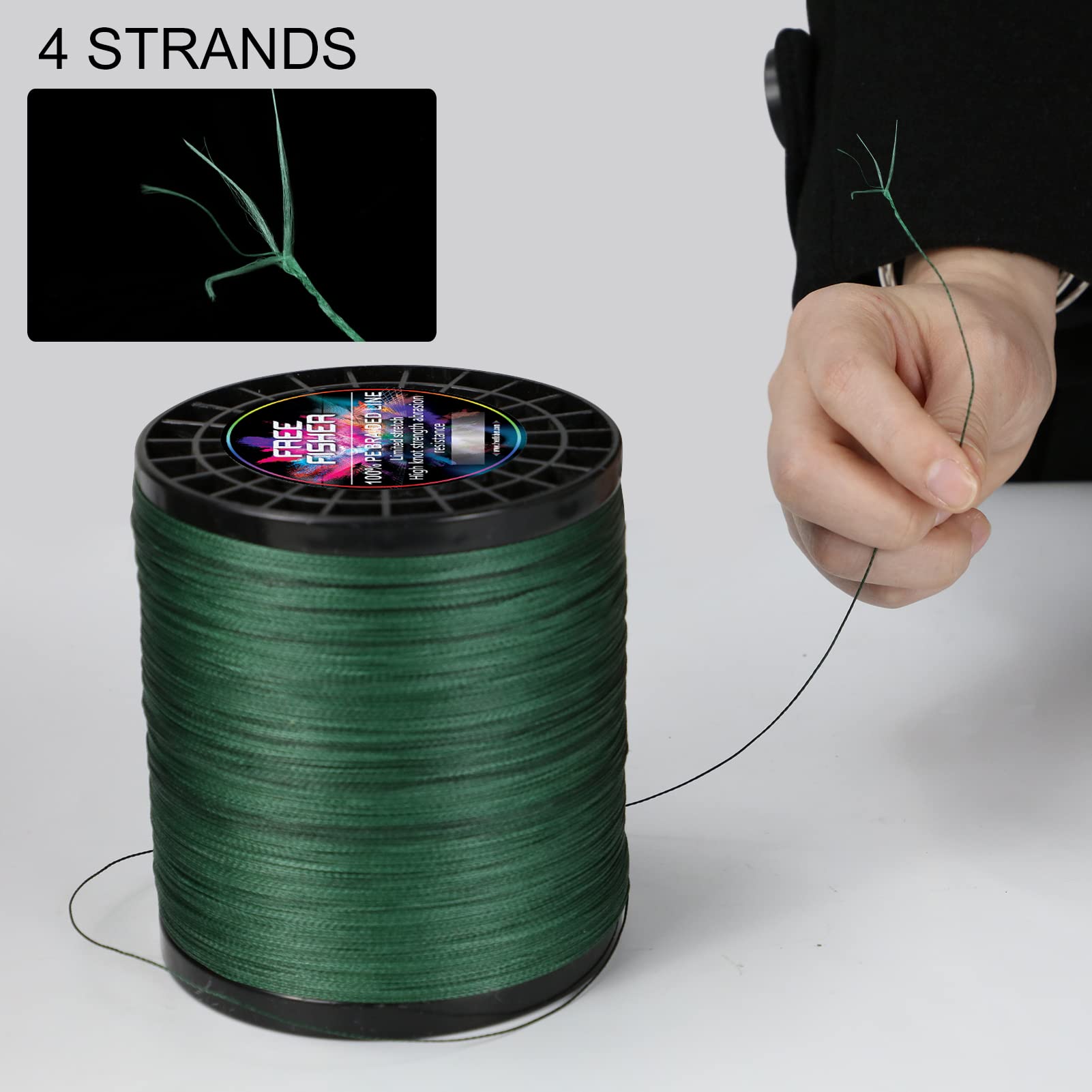 Hilo Trenzado Pesca 300m/1000m/2000m 4 Trenzados Resistentes Desgaste Suaves Hilos de Pesca PE Fuerte Tensión Línea Mar Pesca Línea 4.5-45kg, Verde Militar (2000m), 10# (0.55mm/45kg)