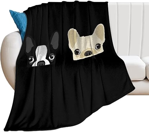 Manta de franela antibolitas de Boston Terrier y amigos del bulldog francés, manta suave y acogedora para cama o sofá
