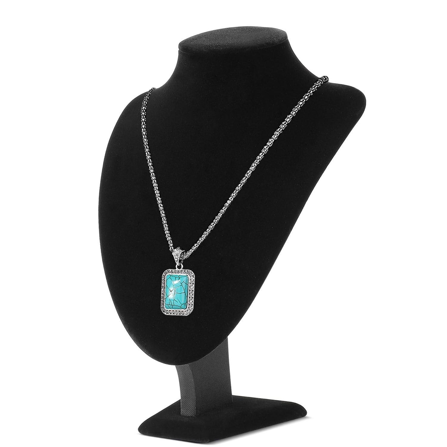 Flexzion Necklace Bust Display Stand - 11 Inch 3D Mannequin Black Velvet Necklace Display Holder for Home, Boutique & Trade Shows - Jewelry Display for Selling Necklace, Pendants, Chokers, Lockets