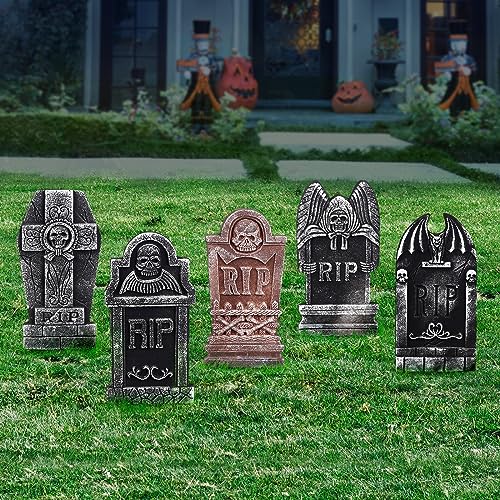 Halloween Foam Graveyard Tombstones, Halloween Headstones Decoration, 5pcs - image 7