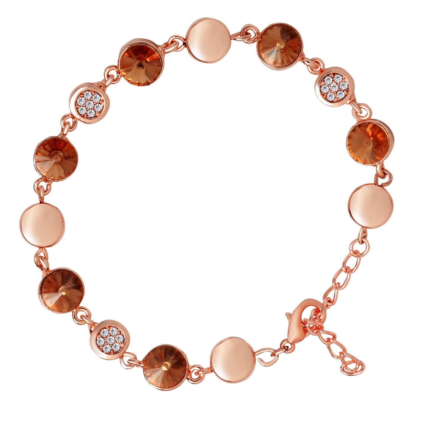Mahi Rose Gold Plated Fashionable Brown Crystals Adjustable Bracelet for Women (BR1100809ZBro) (B0B9JMXJ5V) Amazon Price History, Amazon Price Tracker