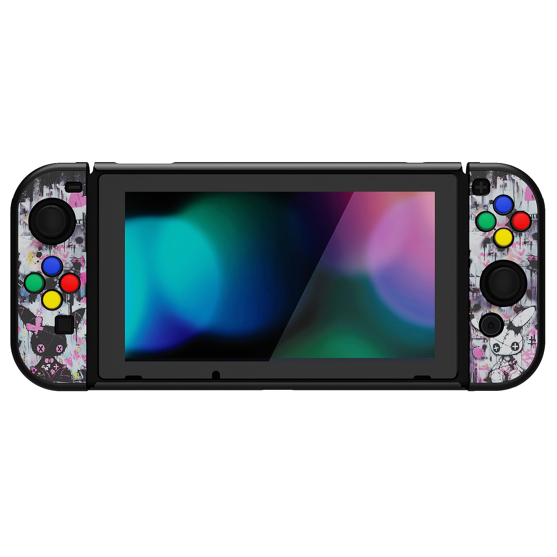 eXtremeRate PlayVital Cover Protettiva Compatibile con Nintendo Switch, Custodia Copertura Rigida Separabile Compatibile con Joycon Console, Coniglietti Punk