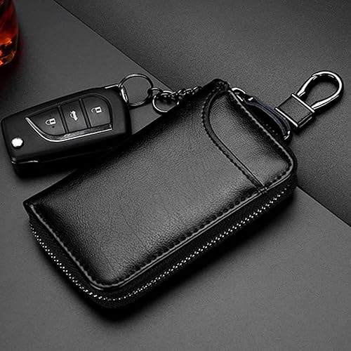 Miniatura 4 de Andy's Orchids Bolsa de cuero para llaves de automóvil, funda para llaves de coche con llavero, cartera protectora con 6 ganchos y llavero, cierre