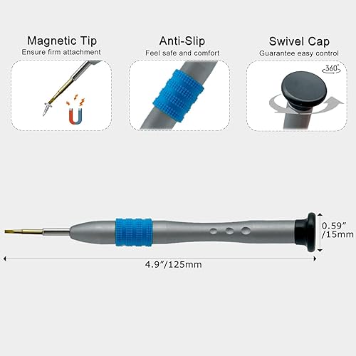 Miniatura 3 de Destornillador de cabeza plana de 0.069 pulgadas, destornillador ranurado de precisión -0.069 pulgadas, hoja plana de acero de alta aleación S2,