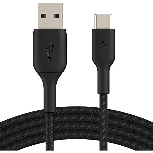 Belkin USB C to USB A Cable, 3.3ft, 15W - Type C Charger, iPhone Charger Cord, Braided, Flexible for iPhone 16 & 15, Galaxy S25, Pixel 9, iPad Pro, AirPods Pro, Switch 2 & More, CarPlay - Black