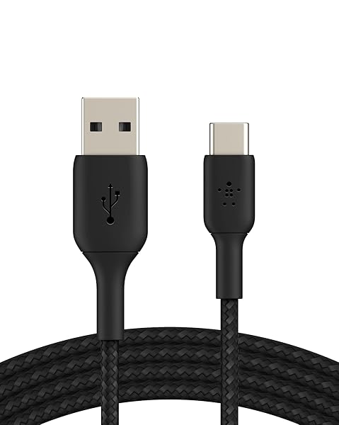 Belkin USB C to USB A Cable, 3.3ft, 15W - Type C Charger, iPhone Charger Cord, Braided, Flexible for iPhone 17 & 16, Galaxy S25, Pixel 10, iPad Pro, AirPods Pro, Switch 2 & More, CarPlay - Black
