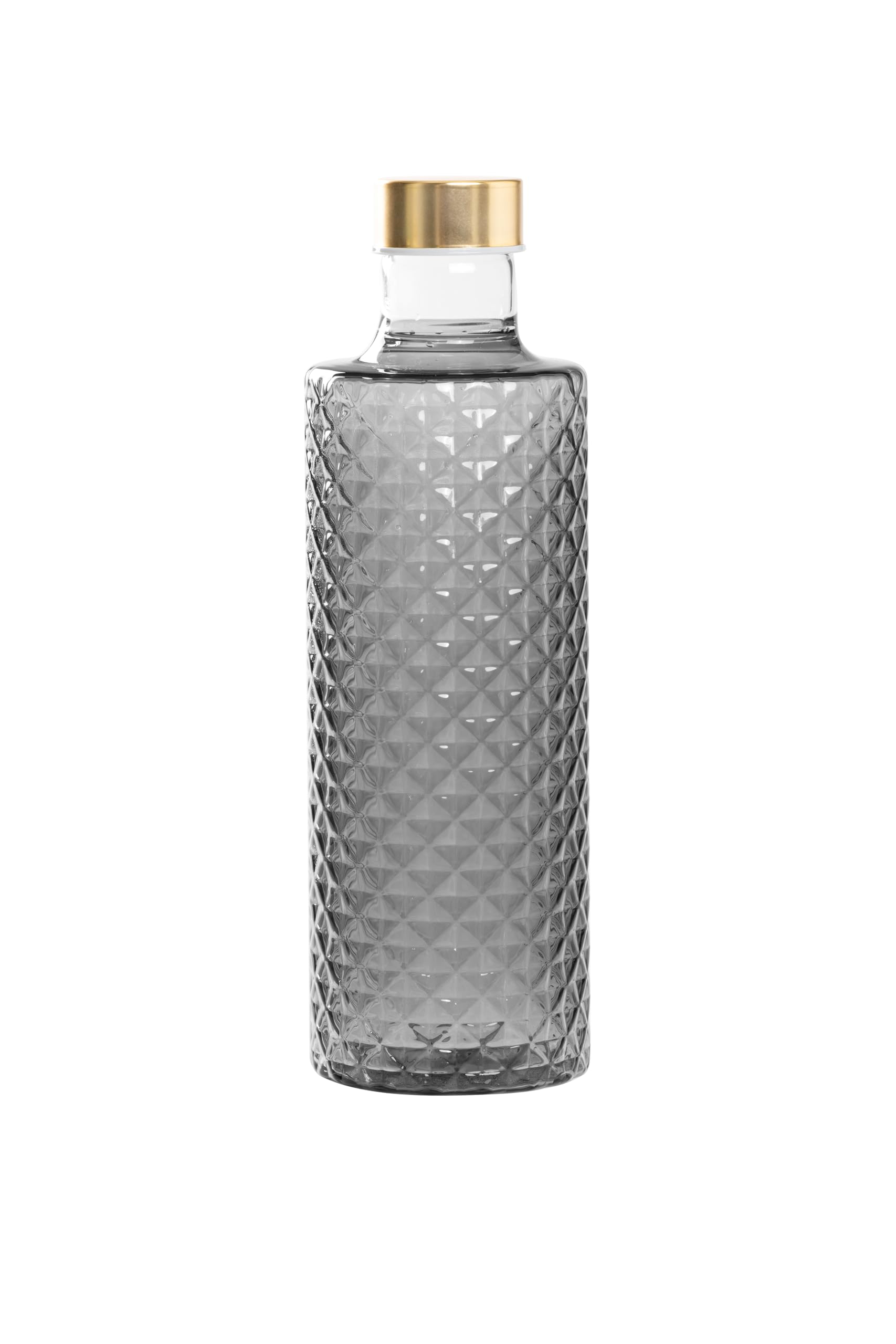 Zafferano Isolano 4er Trinkgläser Set mit einer Flasche (ca. 1L), 450 ml Bunte Wassergläser, Stapelbar, Spülmaschinenfest, Farbe Grau